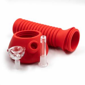 Flexible bong tough silicone waterpipe with glass conepiece